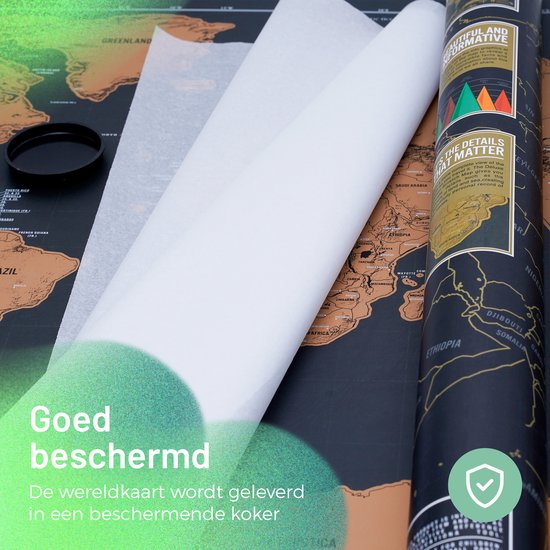 Triple J - Carte du Wereldkaart à Scratch - Carte du monde à gratter - Zwart