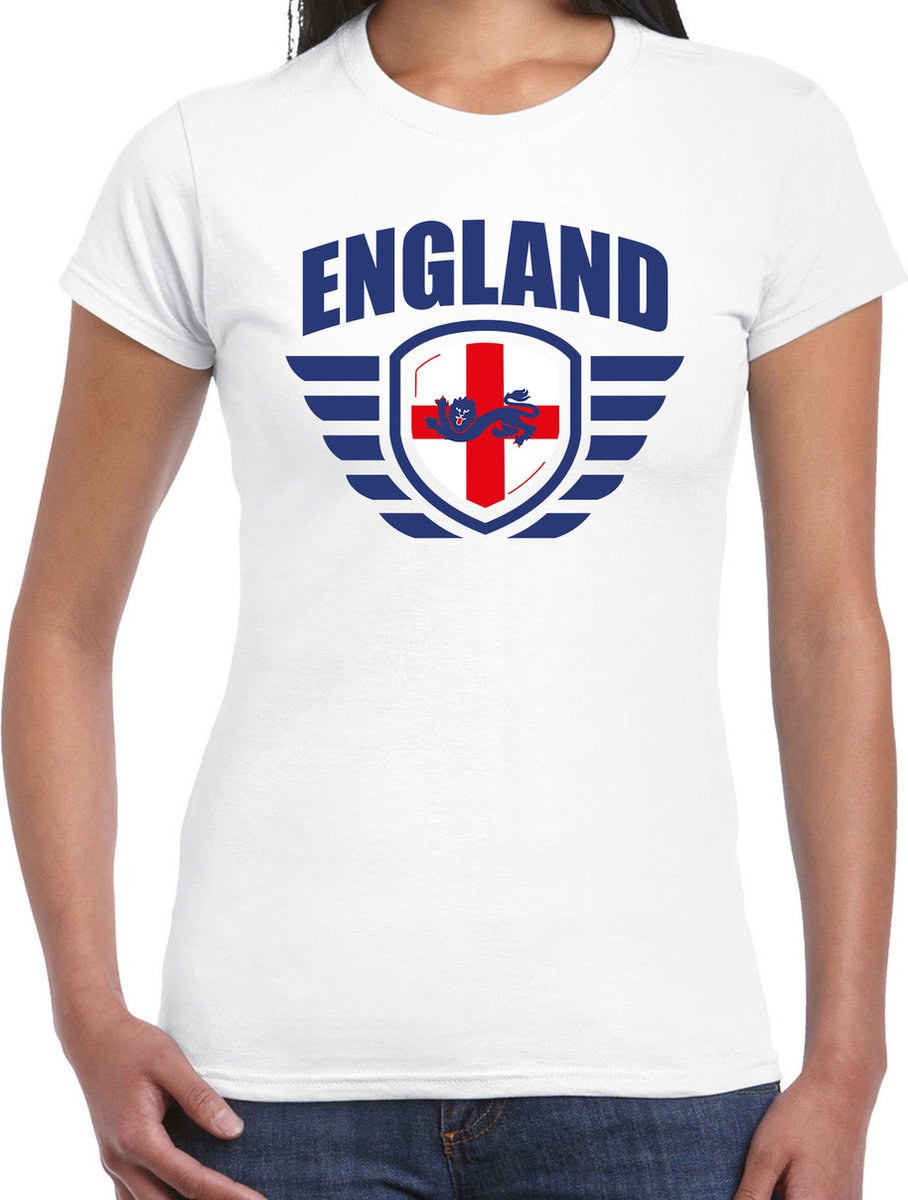 England landen / voetbal t-shirt - wit - dames - voetbal liefhebber XL