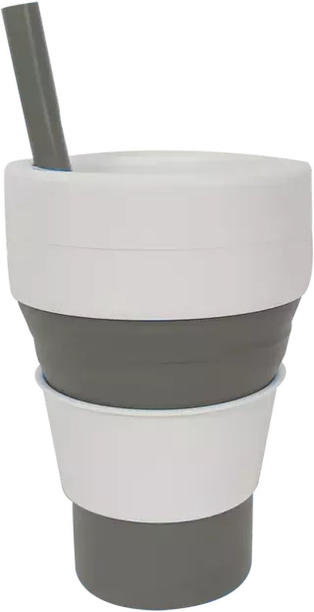 Kojo - Pocket Cup - 355 ml - Herbruikbaar - Opvouwbaar - Grijs