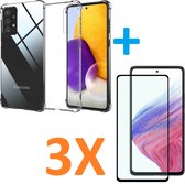 Anti-Shock silicone hoesje transparant met 3 Pack Full Tempered glas Screen Protector Geschikt voor: Samsung Galaxy A73 5G