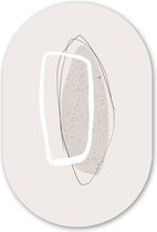 Muurovaal - Kunststof Wanddecoratie - Ovalen Schilderij - Pastel - Abstract - Design - 60x90 cm - Ovale spiegel vorm op kunststof