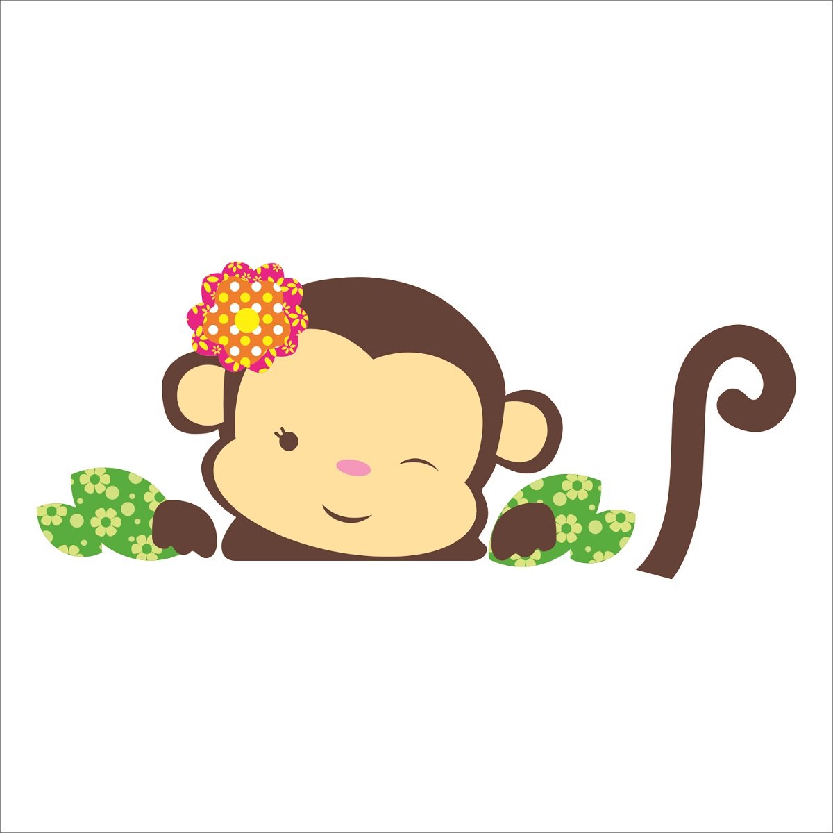 Muursticker Aapje | Kinderkamer | Babykamer | Meisjes | Deursticker | Decoratie Sticker