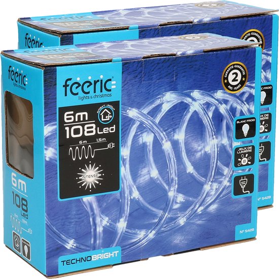 Feeric lichtslangen - 2x st - helder wit - 6 m - 108 leds