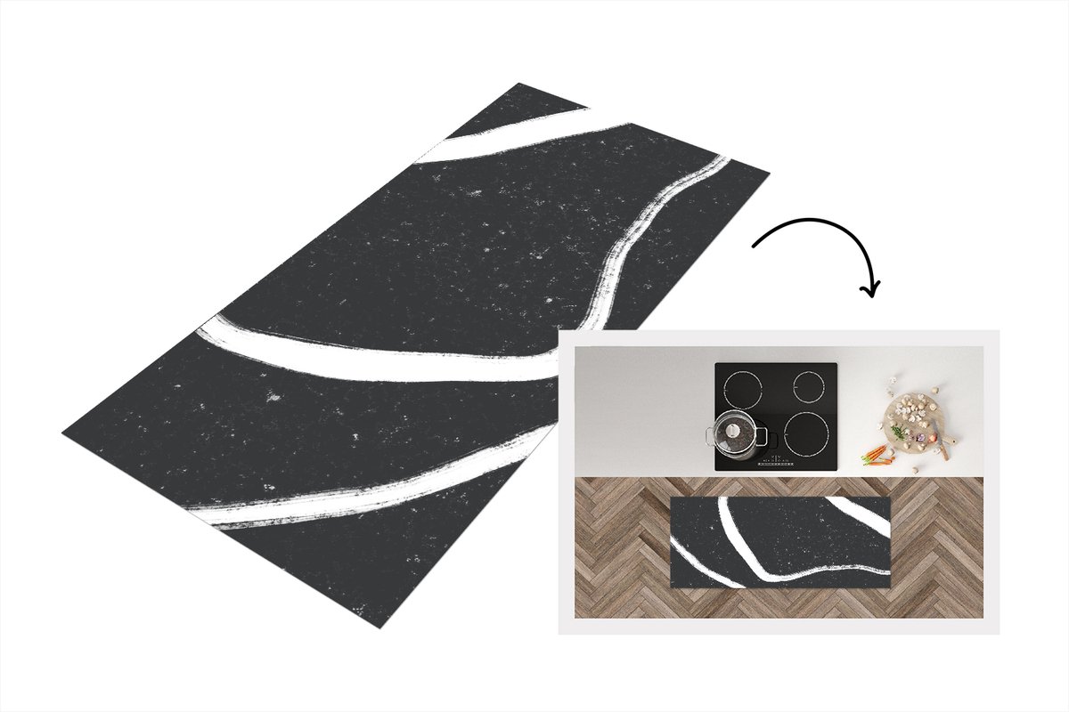 KitchenYeah Keukenloper - Loper keuken - Lijn - Minimalisme - Design - 120x50 cm - Keukenloper vinyl Multicolor