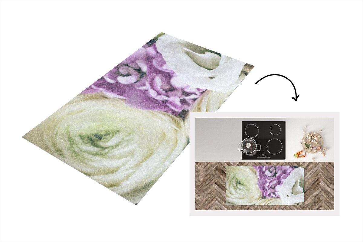 KitchenYeah Keukenloper - Loper keuken - Bloemen - Rozen - Natuur - 120x60 cm - Keukenloper vinyl Multicolor