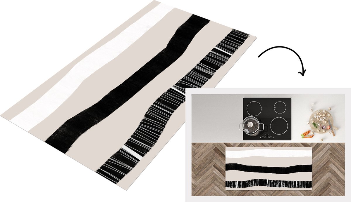 KitchenYeah Keukenloper - Loper keuken - Lijn - Pastel - Minimalisme - Patronen - 120x60 cm - Keukenloper vinyl Multicolor