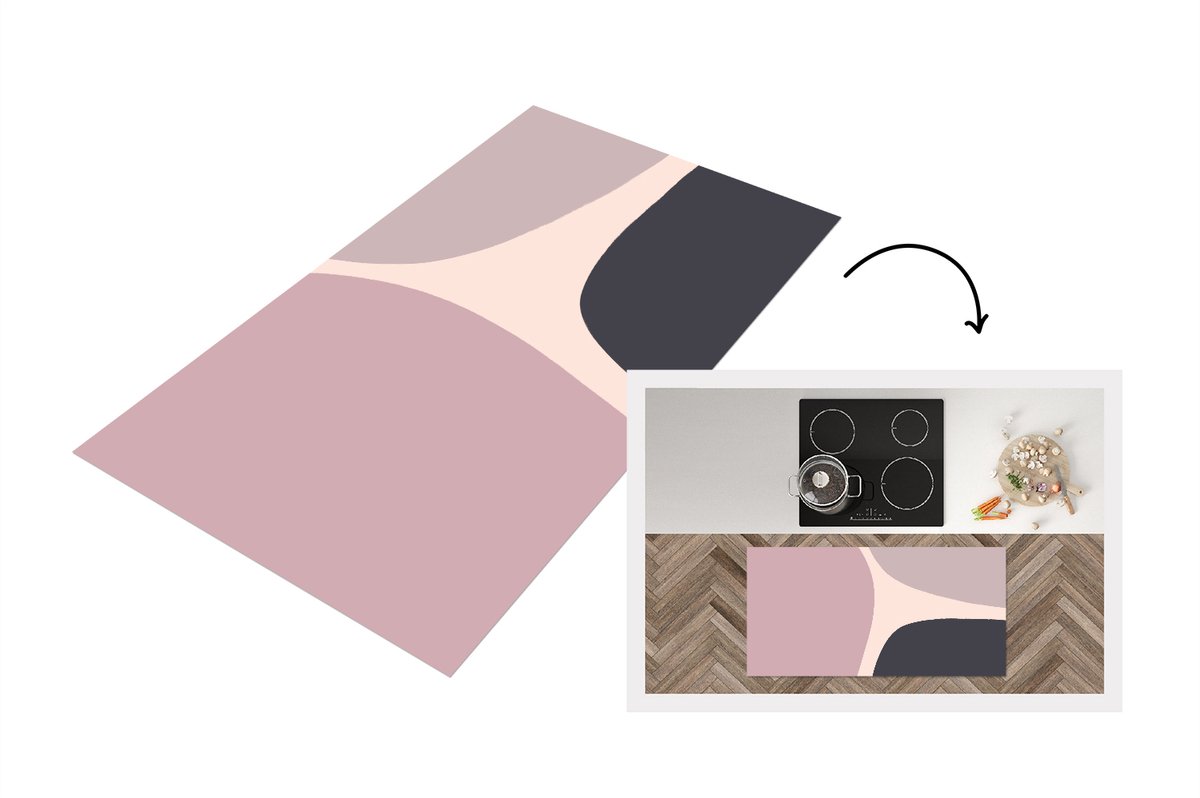 KitchenYeah Keukenloper - Loper keuken - Pastel - Design - Minimalisme - 120x60 cm - Keukenloper vinyl Multicolor