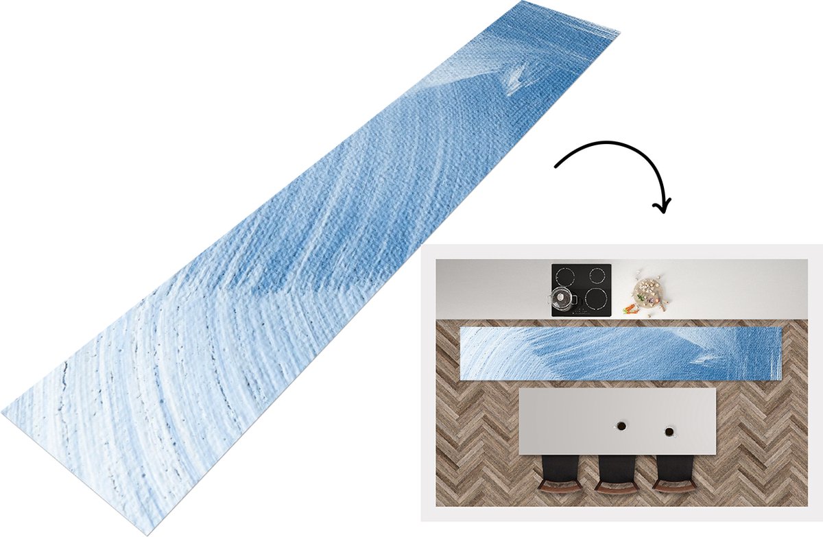 KitchenYeah Keukenloper - Loper keuken - Acrylverf - Blauw - Design - 360x60 cm - Keukenloper vinyl Multicolor