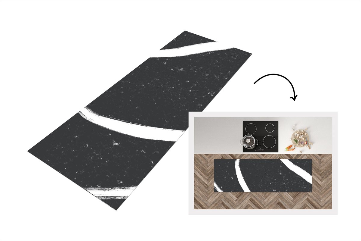 KitchenYeah Keukenloper - Loper keuken - Lijn - Minimalisme - Design - 150x50 cm - Keukenloper vinyl Multicolor
