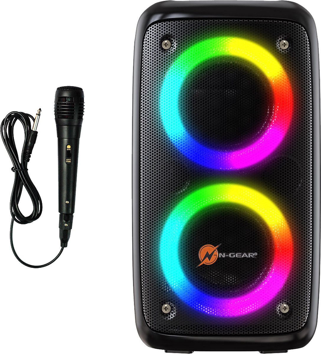 N-GEAR LGP 23M - Draadloze Bluetooth Party Speaker - Karaoke Set - 1 Microfoon - Discoverlichting - N-GEAR
