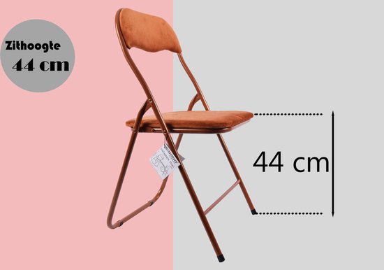 3x Chaise pliante avec hauteur d'assise de 43 cm - Assise et dossier  recouverts de