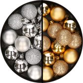 Kerstballen 34x st - 3 cm - zilver en goud - kunststof