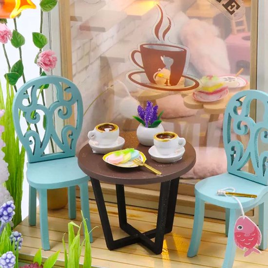 Hongda Cat Cafe Garden Miniatuur huisje DIY