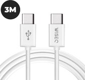 WiseQ USB-C naar USB C Kabel - 3 METER Oplaadkabel - Wit