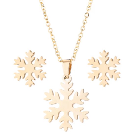 Deyanse 925 Sterling Zilveren Kerstsieradenset Voor Dames - Sneeuwvlok Halsketting & Oorstekerset Met Zirkonia - 45 cm Ketting Met Hanger