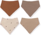 Bavoirs Lalieloe - 4 pièces - Ajustables - Beige - Bandana