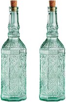 8x stuks sierlijke decoratie op storage flessen met kurk - glazen deco flessen