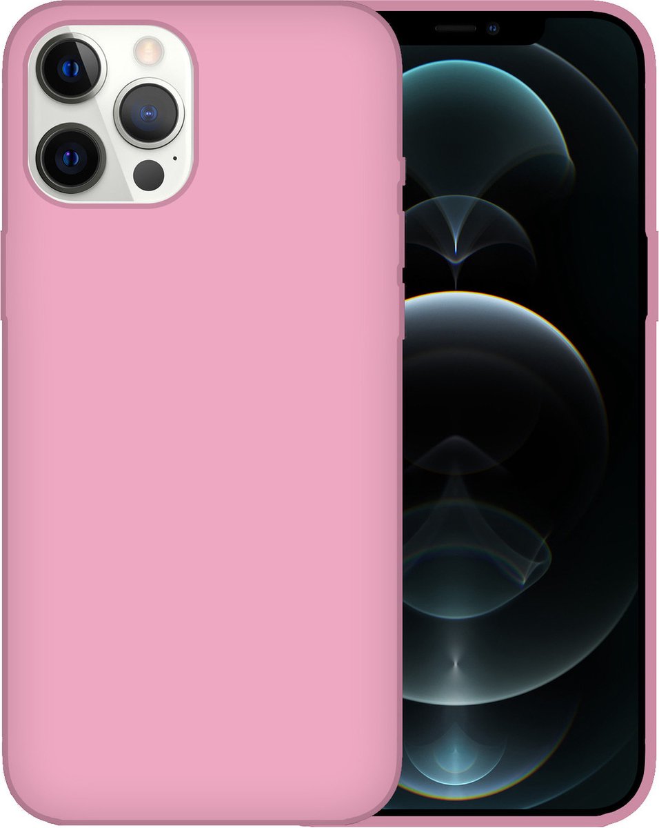 Iphone 12/ 12 Pro hoesje - siliconen case - telefoonhoesje - roze