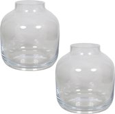 Set van 2x stuks glazen vaas/vazen Mensa 6,5 liter met smalle hals 19 x 21 cm - Bloemenvazen van glas