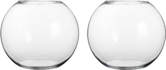 Mica Decorations Bolvaas/komvaas - 4x - glas - vissenkom - 20 x 25 cm
