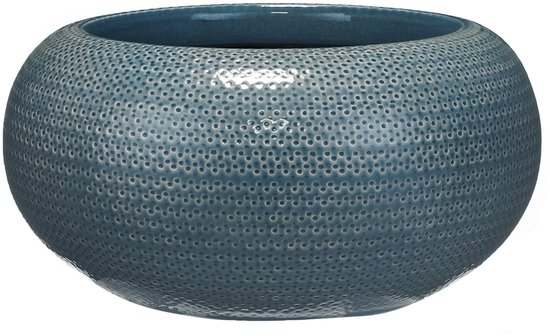 Mica Decorations Gabriel Plantenschaal - H16 x Ø32 cm - Keramiek - Blauw