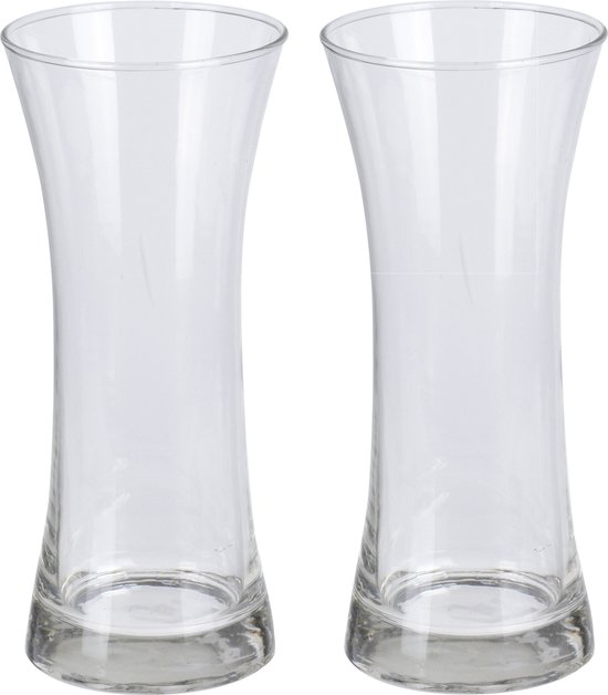 2x Glazen vaas/vazen 3 liter van 14 x 25 cm - Bloemenvazen - Glazen vazen voor bloemen en boeketten