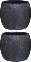 3x stuks bloempot in kleur mat zwart keramiek voor kamerplant H14 x D16 cm- plantenpotten binnen