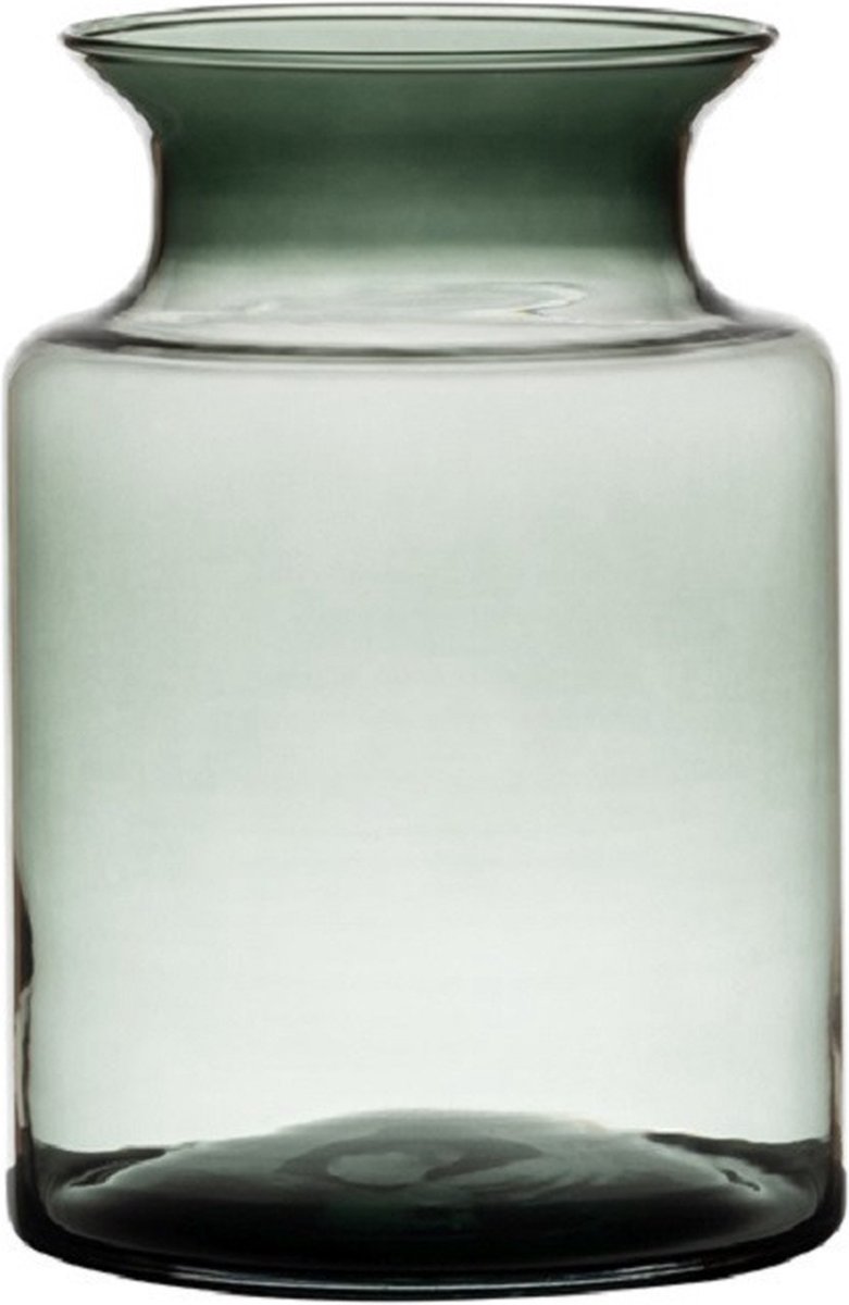 Hakbijl Glass melkbus vaas - donkergrijs - glas - D14 x H20 cm - bloemenvaas/boeketvaas