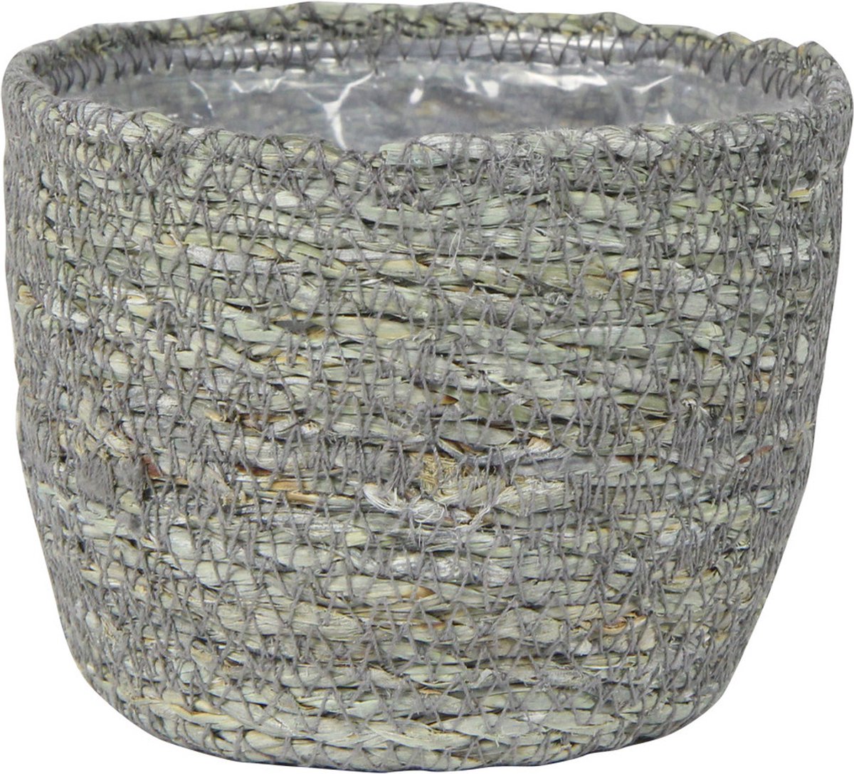 Plantenpot/bloempot van jute/zeegras diameter 13 cm en hoogt