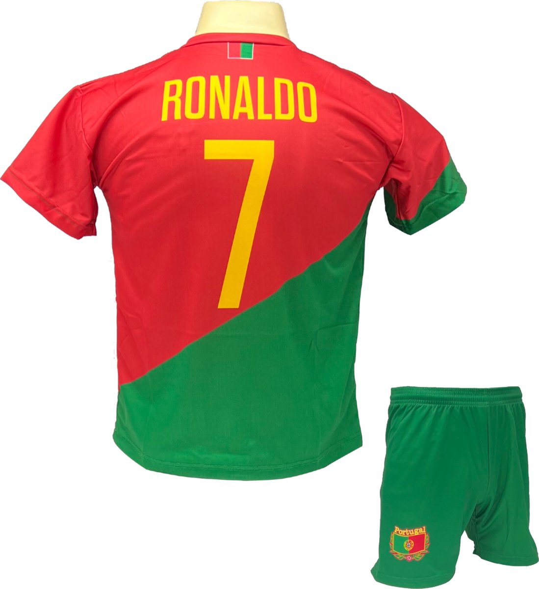 Cristiano Ronaldo CR7 Portugal Tenue - Voetbal Shirt + broekje set - EK/WK voetbaltenue - Maat 128 - Rood