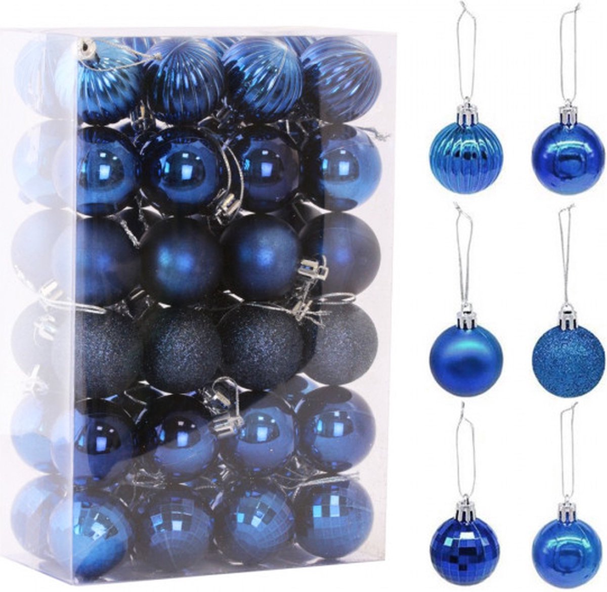 Borvat® | Kerstballen | Blauw | Mat en Glanzend | 3.5cm | 48 Stuks