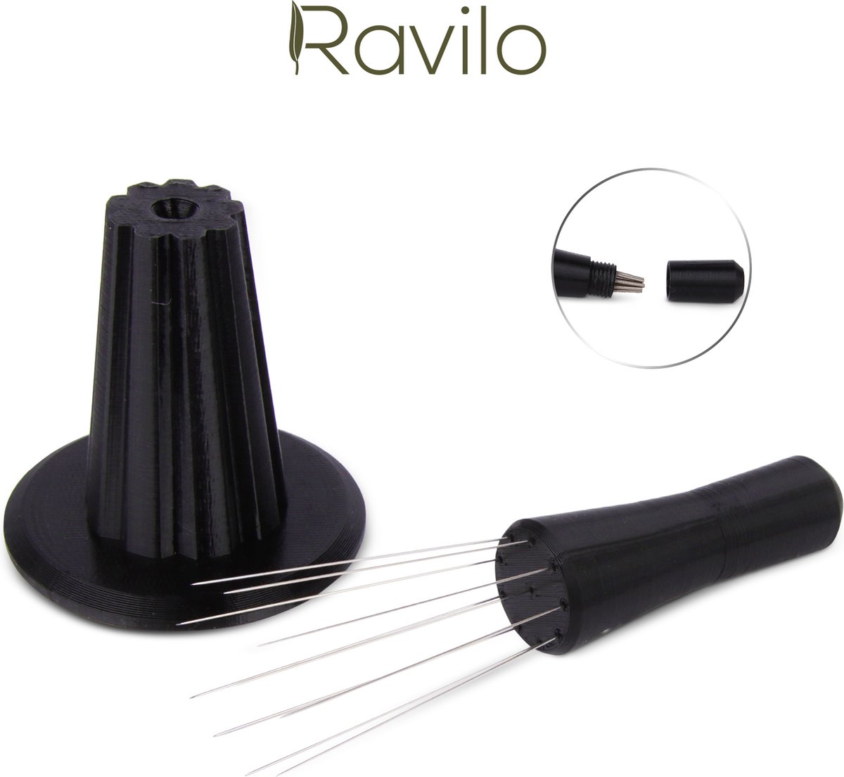 Ravilo® WDT tool met 10 naalden - Zwart - Espresso distribut