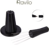 Ravilo® WDT tool met 10 naalden - Zwart - Espresso distributie tool - Weiss Distribution Technique - WDT Distribution tool - koffie verdeler