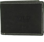 Wild Leather Only !!! Portemonnee Heren Zwart - Billfold - (AD-208-6) -12x2.5x9cm -