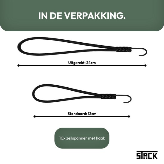 STACK Zeilspanner met Haak - 10 Stuks - Spanrubbers - Spanelastieken - Spanband voor Bootzeil/Zeil/Spandoeken van STACK — afbeelding 5