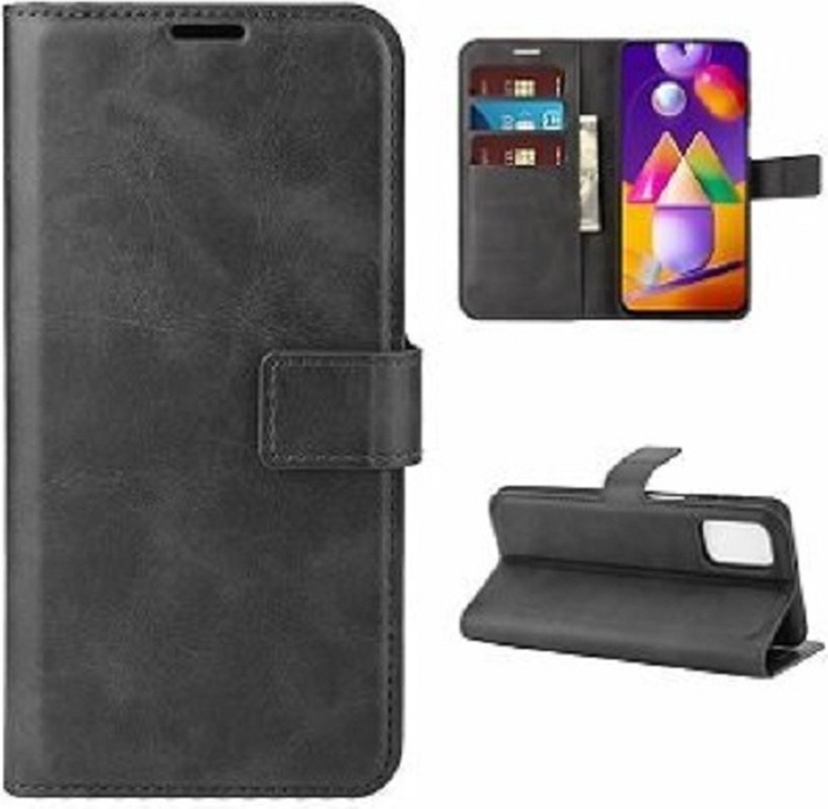 Samsung M31s Hoesje Met Pasjeshouder Bookcase Zwart