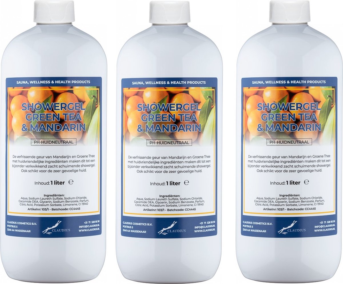 Goedkoopste Douchegel Green Tea & Mandarin 1 liter - set van 3 stuks - Showergel