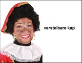 Perruque Pieten luxe noire capuche réglable - Sinterklaas party 5 décembre piet