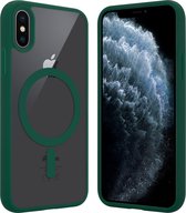 ShieldCase geschikt voor Apple iPhone X/Xs Magneet hoesje transparant gekleurde rand - groen - Shockproof backcover hoesje - Hardcase hoesje - Siliconen hard case hoesje met Magneet ondersteuning