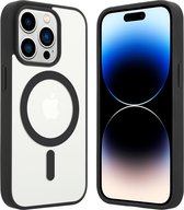 ShieldCase geschikt voor Apple iPhone 14 Pro Magneet hoesje transparant gekleurde rand - zwart - Shockproof backcover hoesje - Hardcase hoesje - Siliconen hard case hoesje met Magneet ondersteuning