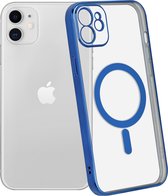 ShieldCase geschikt voor Apple iPhone 11 hoesje transparant Magneet metal coating - donkerblauw