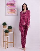 VANILLA - Stars dames pyjama - Pyjamasets - Viscose - Donkerrood - 1518 - XXL