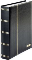 Lindner 1162S Postzegelalbum – Zwart - groot formaat – 30/60 blz. witte bladen - luxe – gewatteerd Postzegels - insteekalbum - insteek - compact – stockboek