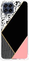 Smartphone hoesje Geschikt voor Samsung Galaxy M53 TPU Silicone Hoesje met transparante rand Black Pink Shapes