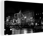 Canvas Schilderij The Lower Broadway in Nashville - zwart wit - 90x60 cm - Wanddecoratie