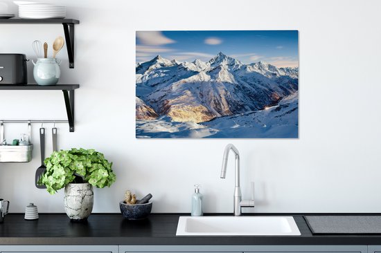 Peintures sur toile - Alpes suisses en hiver - 90x60 cm - Décoration murale