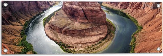 WallClassics - Tuinposter – Horseshoe Bend Rotsen, Arizona - 90x30 cm Foto op Tuinposter  (wanddecoratie voor buiten en binnen)