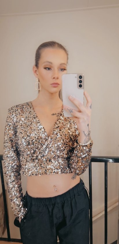 glitter top lange mouw one size kerstkleding gala uitgaanskleding