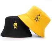 New Age Devi - Reversible Duck bucket hat - Maat S/M - Zwart & Geel met Eend