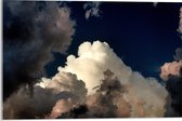 WallClassics - Acrylglas - Wolken tegen Blauwe Lucht  - 60x40 cm Foto op Acrylglas (Wanddecoratie op Acrylaat)